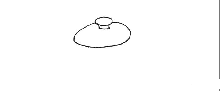 第二步：再画上一个更大一些的椭圆形作为锅盖。