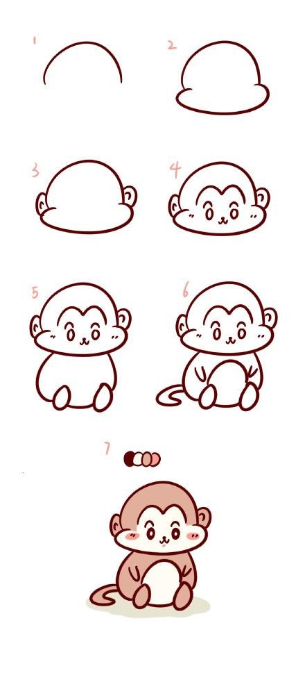 猴子简笔画大全可爱图片
