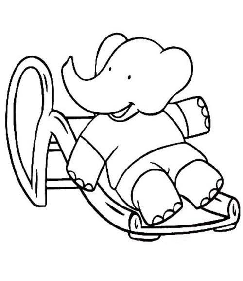 大象滑滑梯简笔画图片