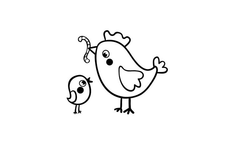 母鸡和小鸡简笔画保护图片