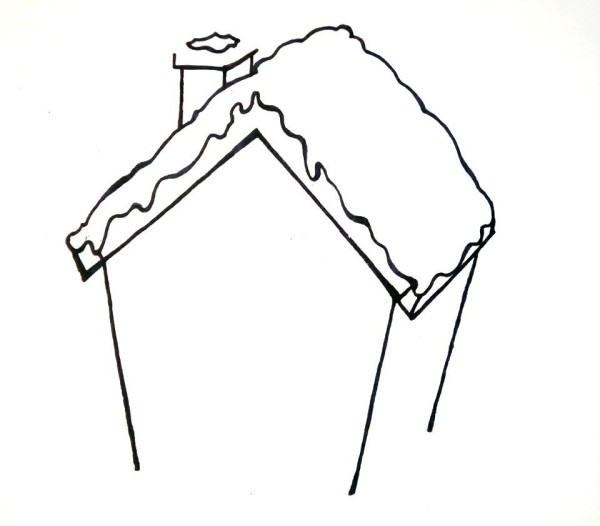 3.画上小屋的烟窗和墙面