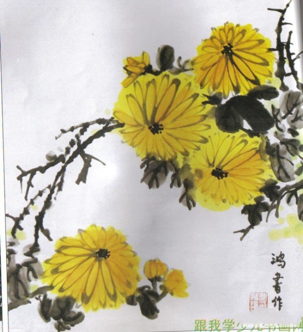 重阳节图片儿童画-菊花飘香