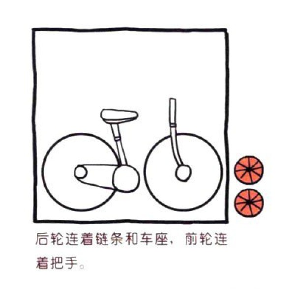 四步画出可爱简笔画 自行车